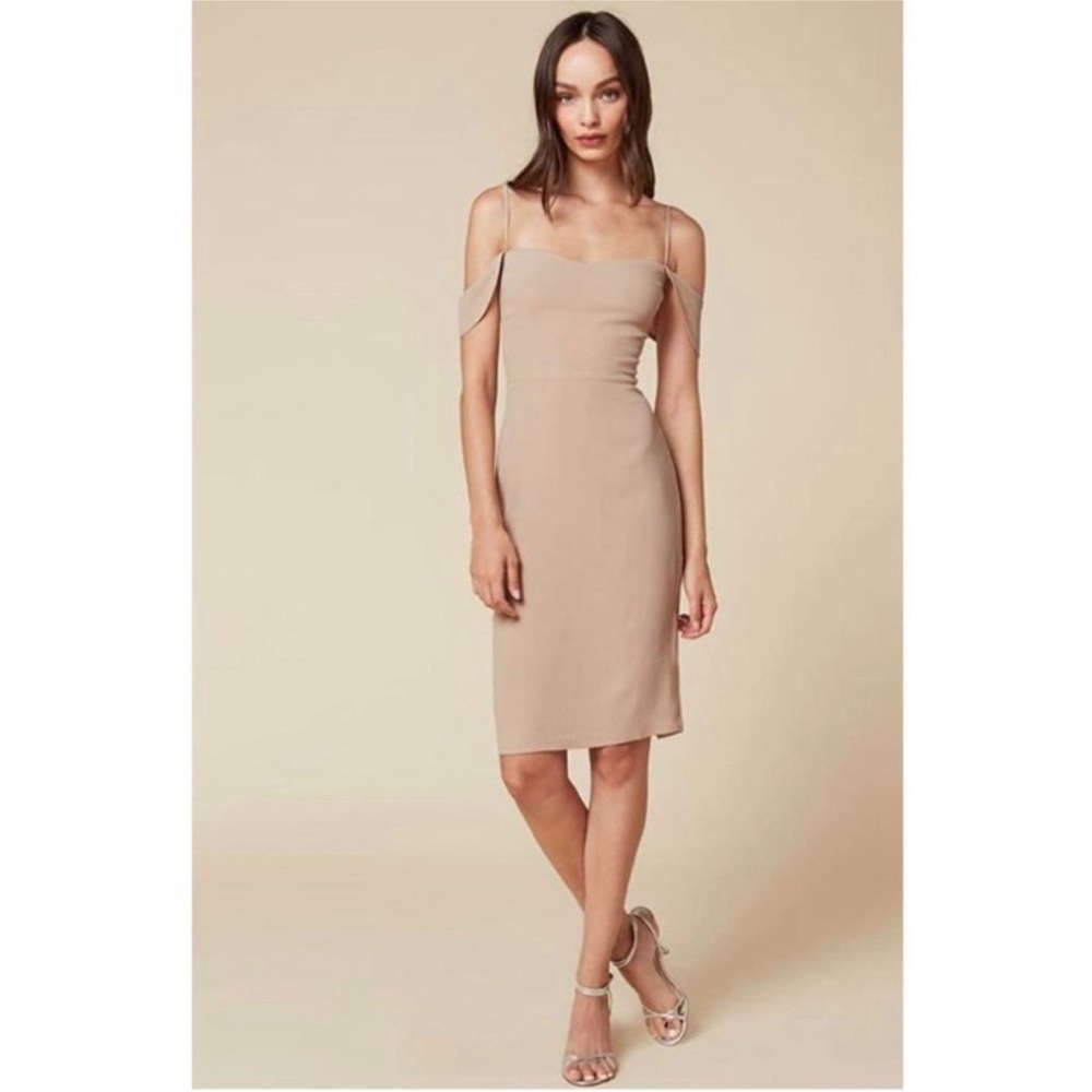 REFORMATION | Rena Off Shoulder Midi Dress Champaigne Beige 2